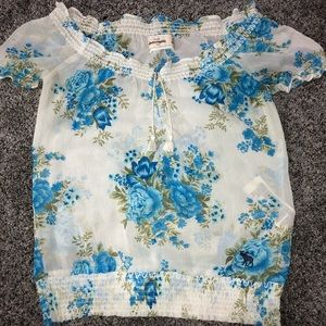 White Abercrombie blouse with floral print